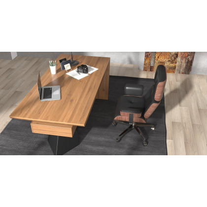 HMR Cabstract Series Modern 71" Office Desk with Drawer - Distressed