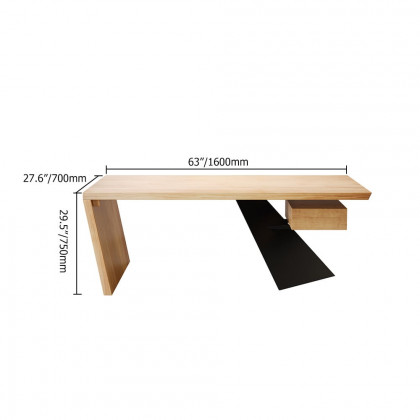 HMR Cabstract Series Modern 63" Office Desk with Drawer - Natural