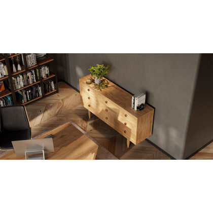 HMR Cabstract Series Modern 63" Office Desk with Drawer - Distressed