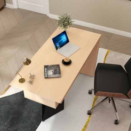 HMR Cabstract Series Modern 55" Office Desk with Drawer - Natural