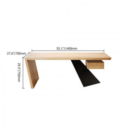 HMR Cabstract Series Modern 55" Office Desk with Drawer - Natural