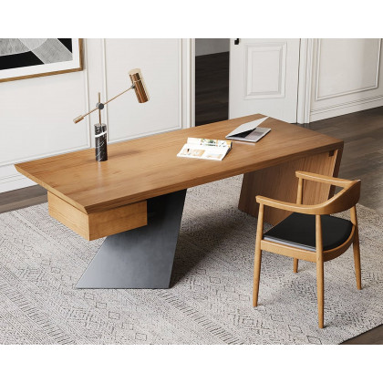 HMR Cabstract Series Modern 55" Office Desk with Drawer - Distressed