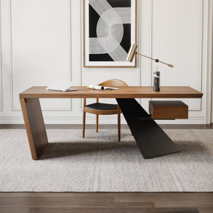 HMR Cabstract Series Modern 55" Office Desk with Drawer - Distressed