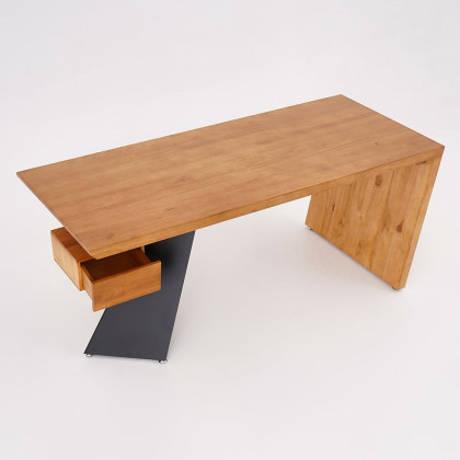 HMR Cabstract Series Modern 55" Office Desk with Drawer - Distressed