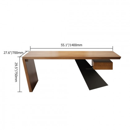 HMR Cabstract Series Modern 55" Office Desk with Drawer - Distressed