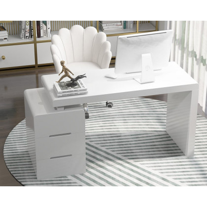 HMR Mular 3-Drawer Writing Desk with 3 Drawers Office Furniture - White, 63"L x 19.7"W x 27.6"H