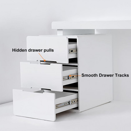 HMR Mular 3-Drawer Writing Desk with 3 Drawers Office Furniture - White, 47.2"L x 19.7"W x 27.6"H