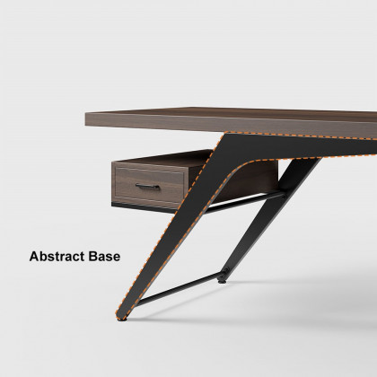 HMR - Office Computer Desk with 4 Drawers in Metal Legs in 59"L, Black, Natural