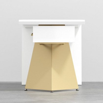 HMR Cabstract Series Modern 63" Office Desk with Drawer - White/Gold
