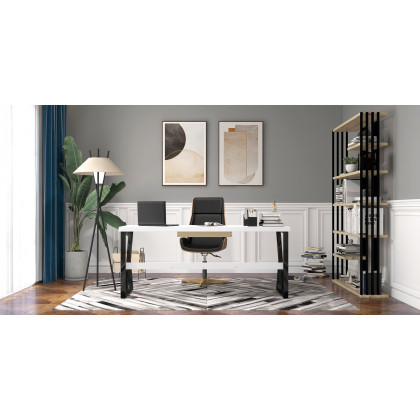HMR 71" Computer Desk with Shelf & Drawer - White