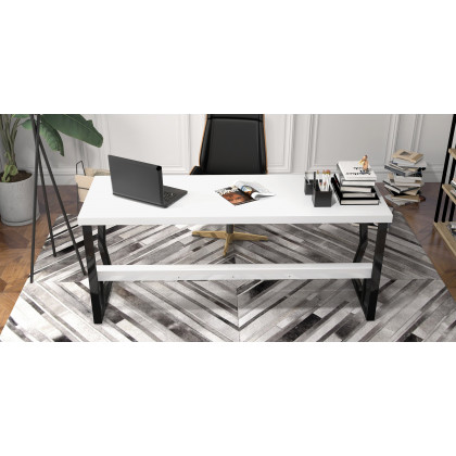 HMR 71" Computer Desk with Shelf & Drawer - White