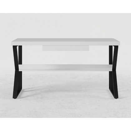 HMR 55" Computer Desk with Shelf & Drawer - White