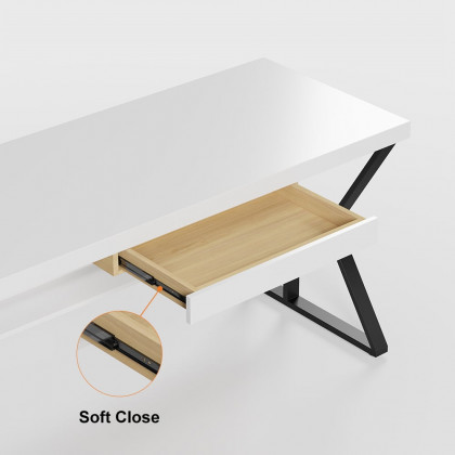 HMR 55" Computer Desk with Shelf & Drawer - White