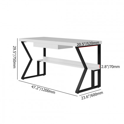 HMR 47" Computer Desk with Shelf & Drawer - White