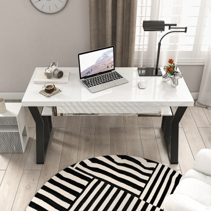 HMR 39" Computer Desk with Shelf & Drawer - White