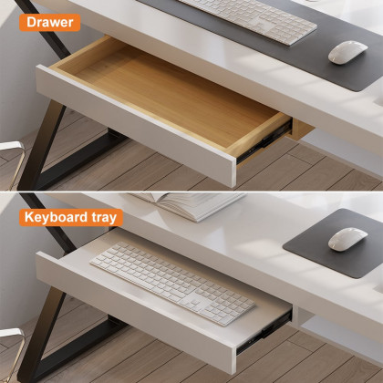 HMR 39" Computer Desk with Shelf & Drawer - White
