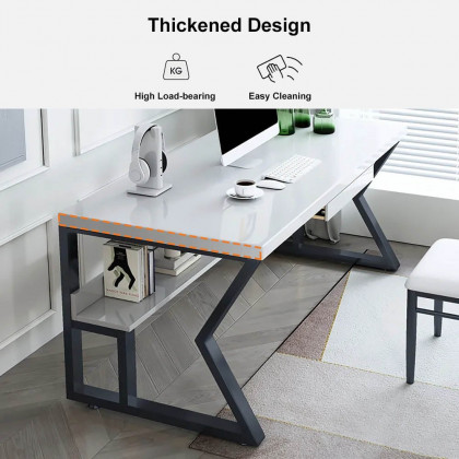 HMR 39" Computer Desk with Shelf & Drawer - White
