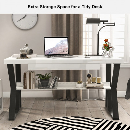 HMR 39" Computer Desk with Shelf & Drawer - White