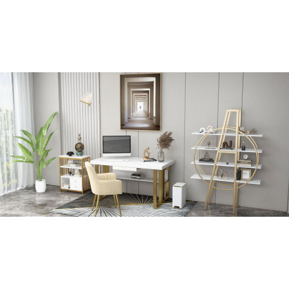 HMR - Computer Desk with Drawer and Storage Shelf in with Drawer, 55.1"L x 27.6"W
