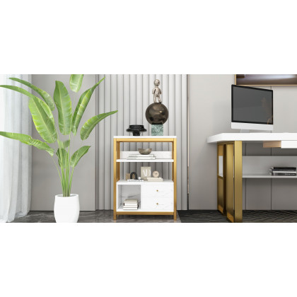 HMR - Computer Desk with Drawer and Storage Shelf in with Drawer, 55.1"L x 27.6"W