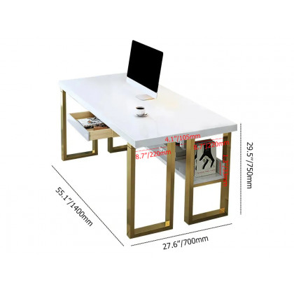 HMR - Computer Desk with Drawer and Storage Shelf in with Drawer, 55.1"L x 27.6"W