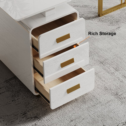 HMR Modern 71" Office Desk with Drawers - White