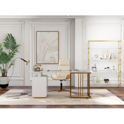 HMR Modern 63" Office Desk with Drawers - White