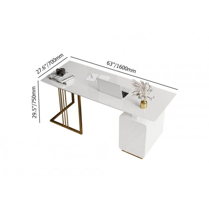 HMR Modern 63" Office Desk with Drawers - White
