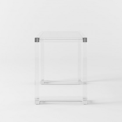 HMR Savea Series Modern 47" Rectangular Office Writing Desk - Clear, Tempered Glass