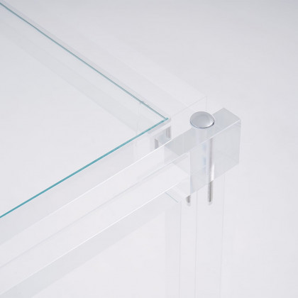 HMR Savea Series Modern 47" Rectangular Office Writing Desk - Clear, Tempered Glass