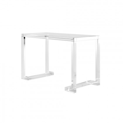 HMR Savea Series Modern 47" Rectangular Office Writing Desk - Clear, Tempered Glass
