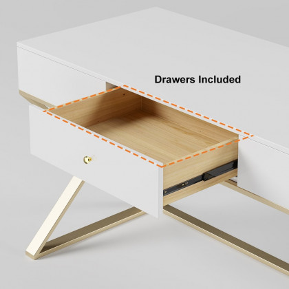 HMR - Drawer Rectangular Computer Desk in 55"L, White