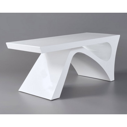 HMR Modern Computer Desk Rectangular Office Desk with Pedestal Base - White, 55"