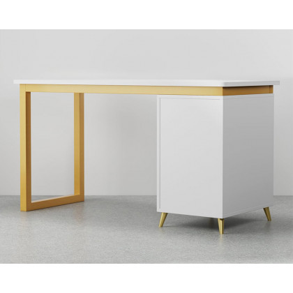 HMR Modern 71" Office Writing Desk with Drawers - White