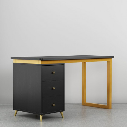 HMR Modern 71" Office Writing Desk with Drawers - Black