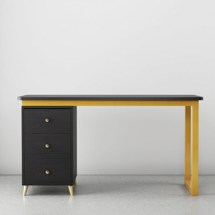 HMR Modern 71" Office Writing Desk with Drawers - Black