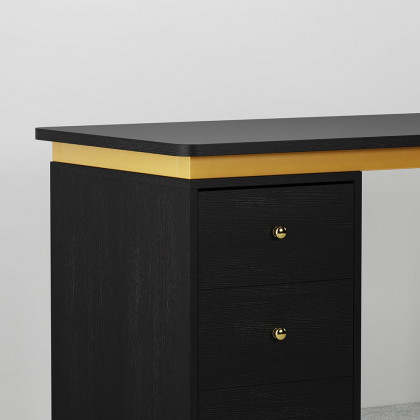 HMR Modern 71" Office Writing Desk with Drawers - Black