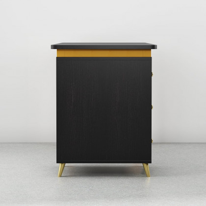 HMR Modern 71" Office Writing Desk with Drawers - Black