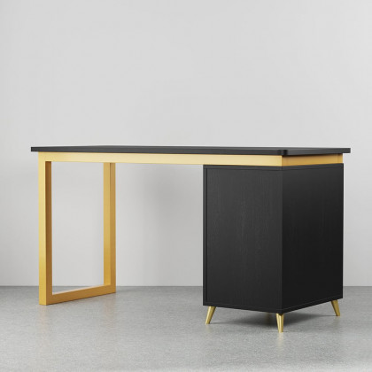 HMR Modern 71" Office Writing Desk with Drawers - Black