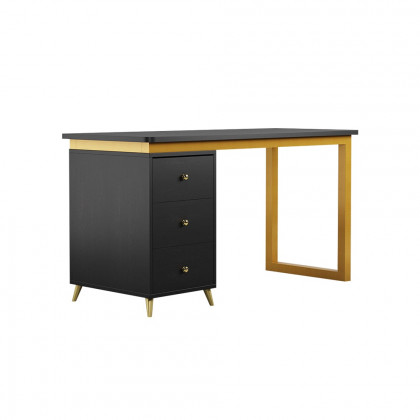 HMR Modern 71" Office Writing Desk with Drawers - Black
