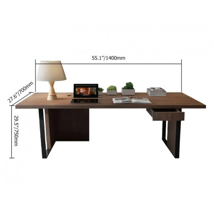 HMR Rectangular Computer Desk with Drawer - Natural