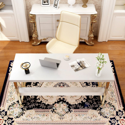 HMR Modern 47" Writing Desk with Drawer & Shelf - White