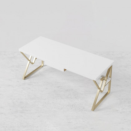 HMR Modern 47" Writing Desk with Drawer & Shelf - White