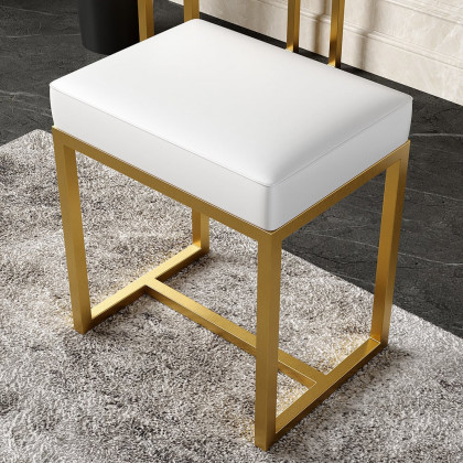 HMR - Expandable Dressing Table with Cabinet, Mirror and Stool Included in White