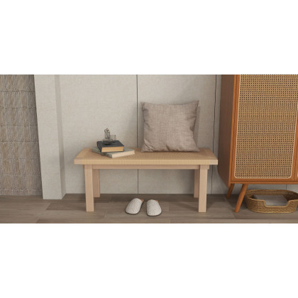 HMR - Farmhouse Rattan 2-Door 4-Shelf Shoe Organizer 31.5" in Walnut