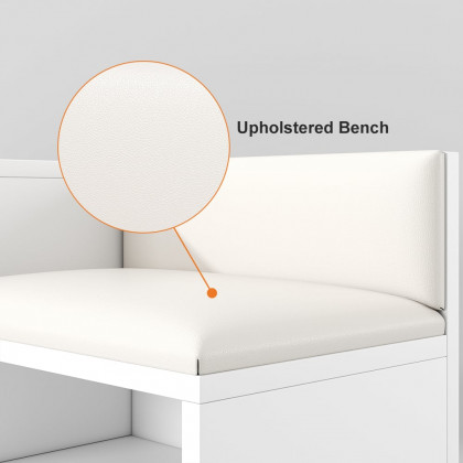 HMR Yellar Series Modern 39" Shoe Rack Bench - White