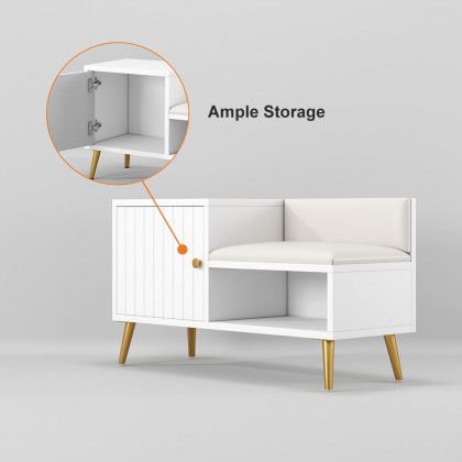 HMR Yellar Series Modern 39" Shoe Rack Bench - White