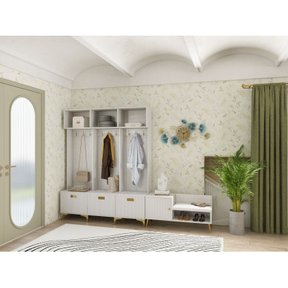HMR Yellar Series Modern 39" Shoe Rack Bench - White