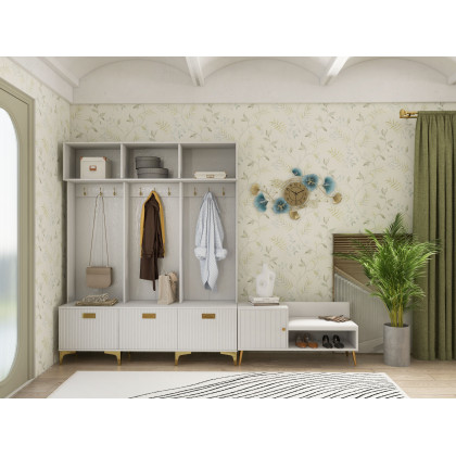 HMR Yellar Series Modern 39" Shoe Rack Bench - White