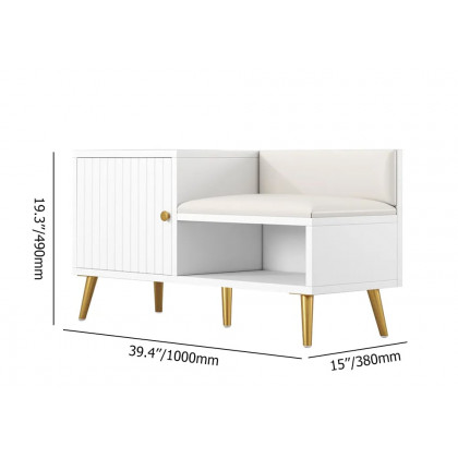 HMR Yellar Series Modern 39" Shoe Rack Bench - White